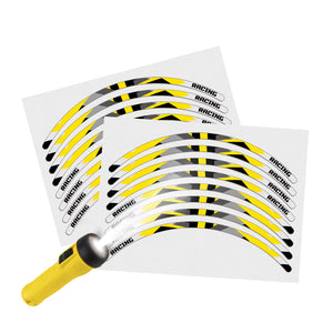 Reflective Strip Designer Yellow Pattern For 17'' Wheel Rim Skin Decal Set SH22