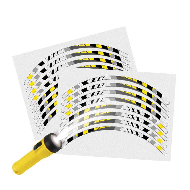 Reflective Strip Designer Yellow Pattern For 17'' Wheel Rim Skin Decal Set SH24