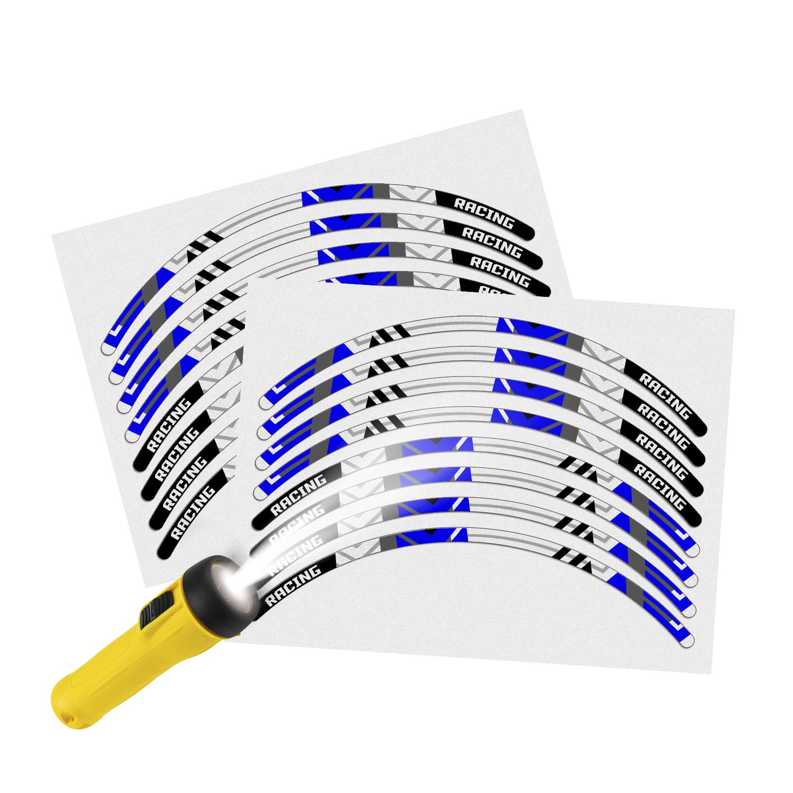 Reflective Strip Designer Blue Pattern For 17'' Wheel Rim Skin Decal Set SH26