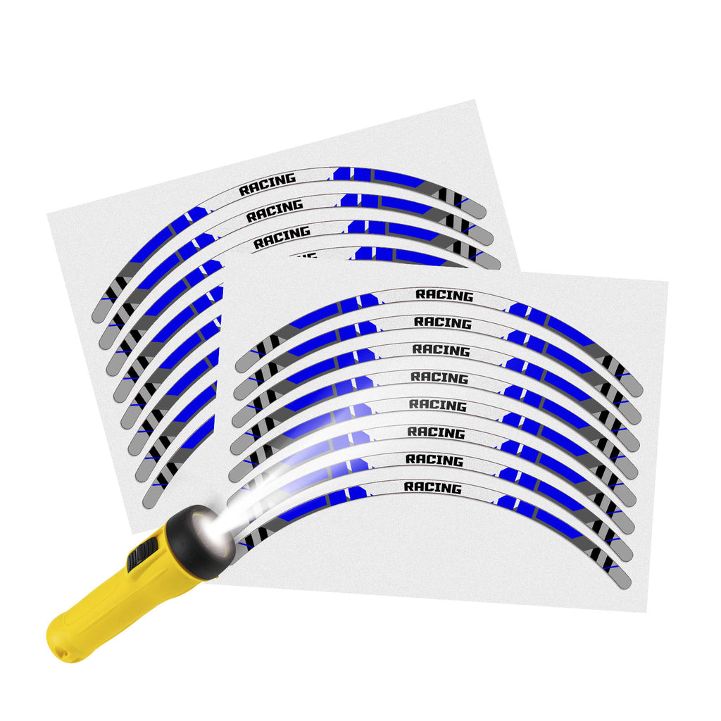 Reflective Strip Designer Blue Pattern For 17'' Wheel Rim Skin Decal Set SH27