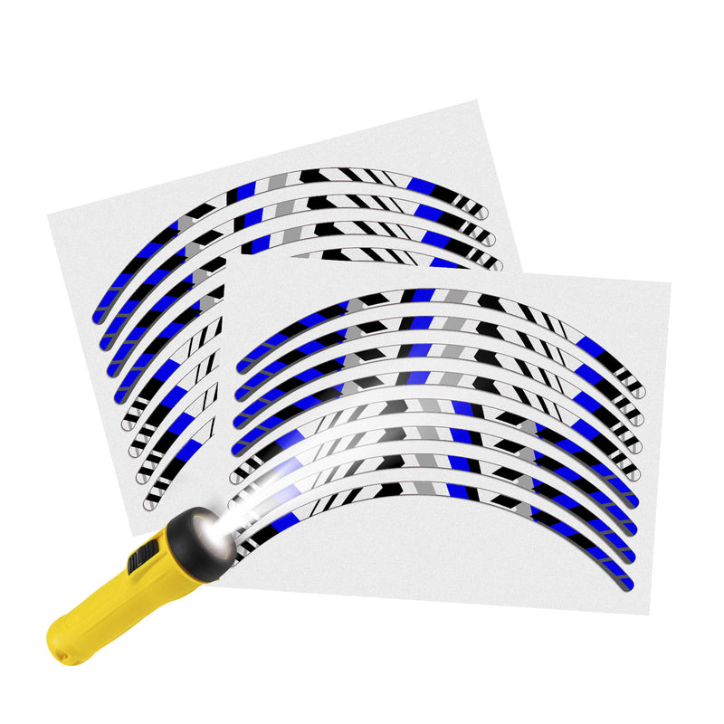 Reflective Strip Designer Blue Pattern For 17'' Wheel Rim Skin Decal Set SH28