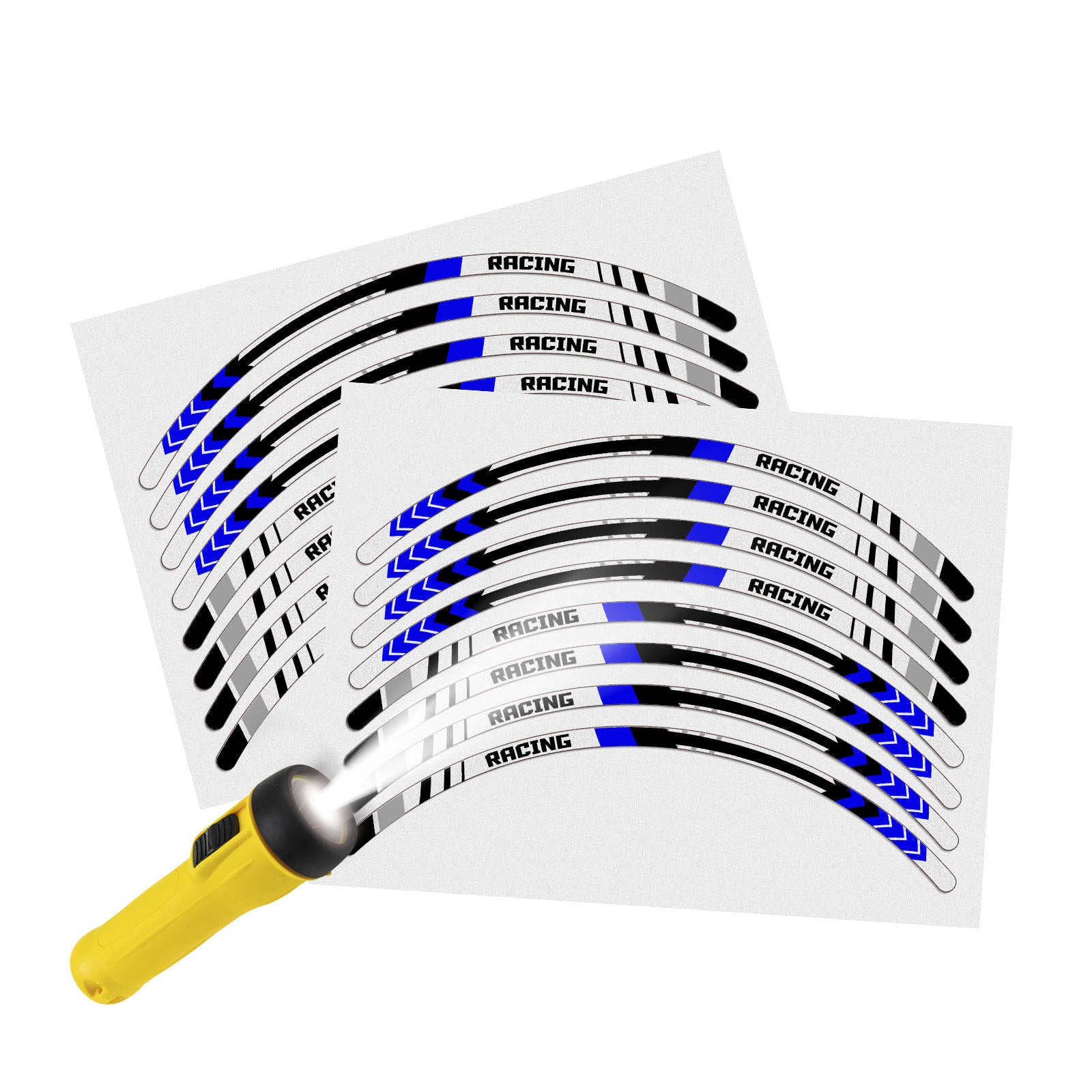 Reflective Strip Designer Blue Pattern For 17'' Wheel Rim Skin Decal Set SH29