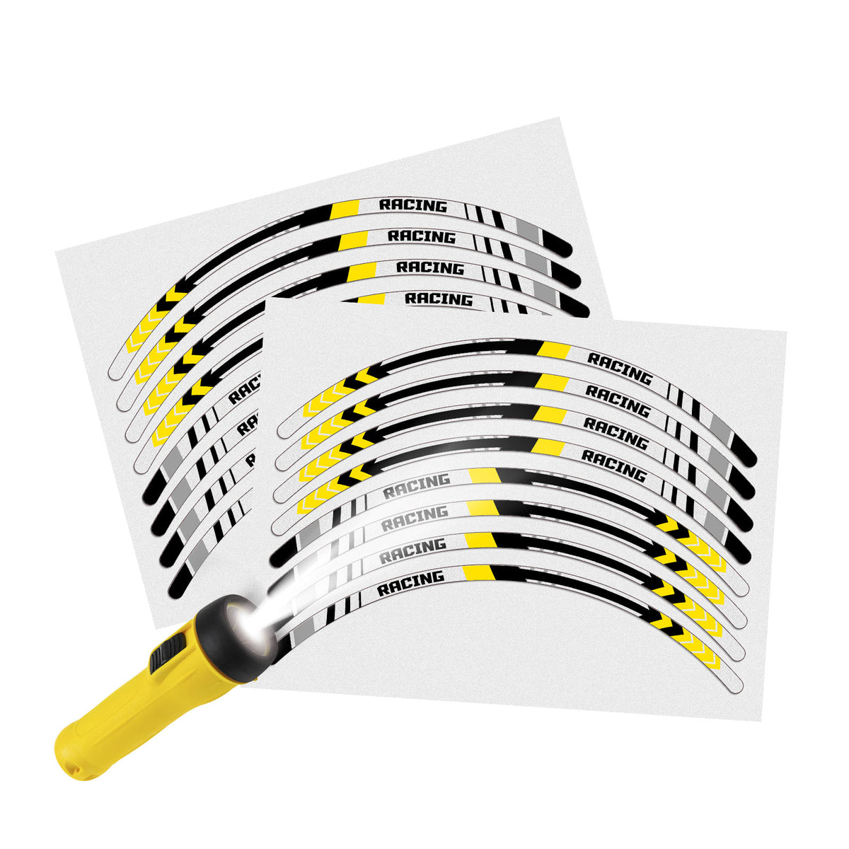Reflective Strip Designer Yellow Pattern For 17'' Wheel Rim Skin Decal Set SH29