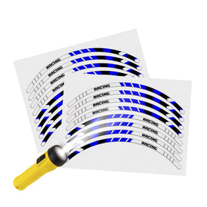 Reflective Strip Designer Blue Pattern For 17'' Wheel Rim Skin Decal Set SH30
