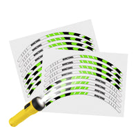 Reflective Strip Designer Green Pattern For 17'' Wheel Rim Skin Decal Set SH30