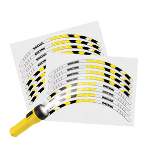 Reflective Strip Designer Yellow Pattern For 17'' Wheel Rim Skin Decal Set SH30