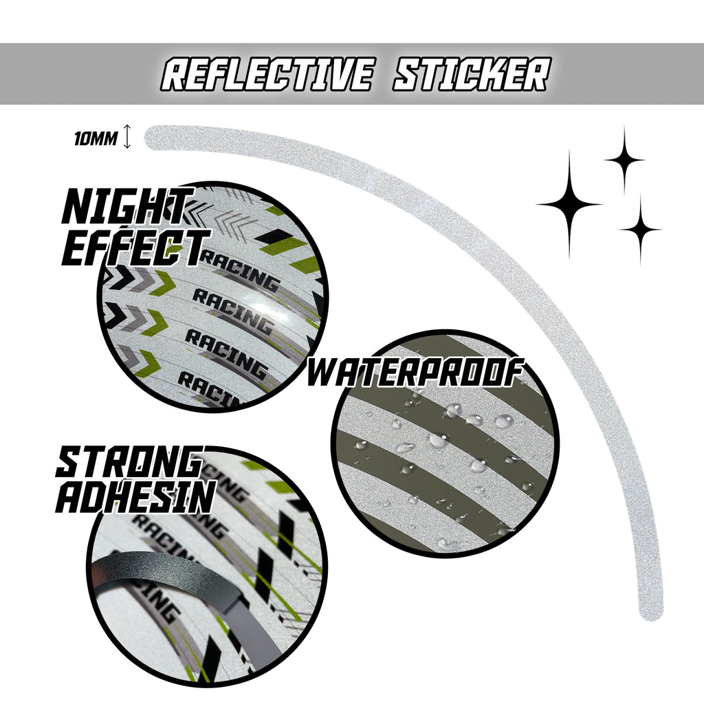 Reflective Strip Designer Pattern For 17'' Wheel Rim Skin Decal Set SH09 - MC Motoparts