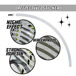 Reflective Strip Designer Pattern For 17'' Wheel Rim Skin Decal Set SH25 - MC Motoparts