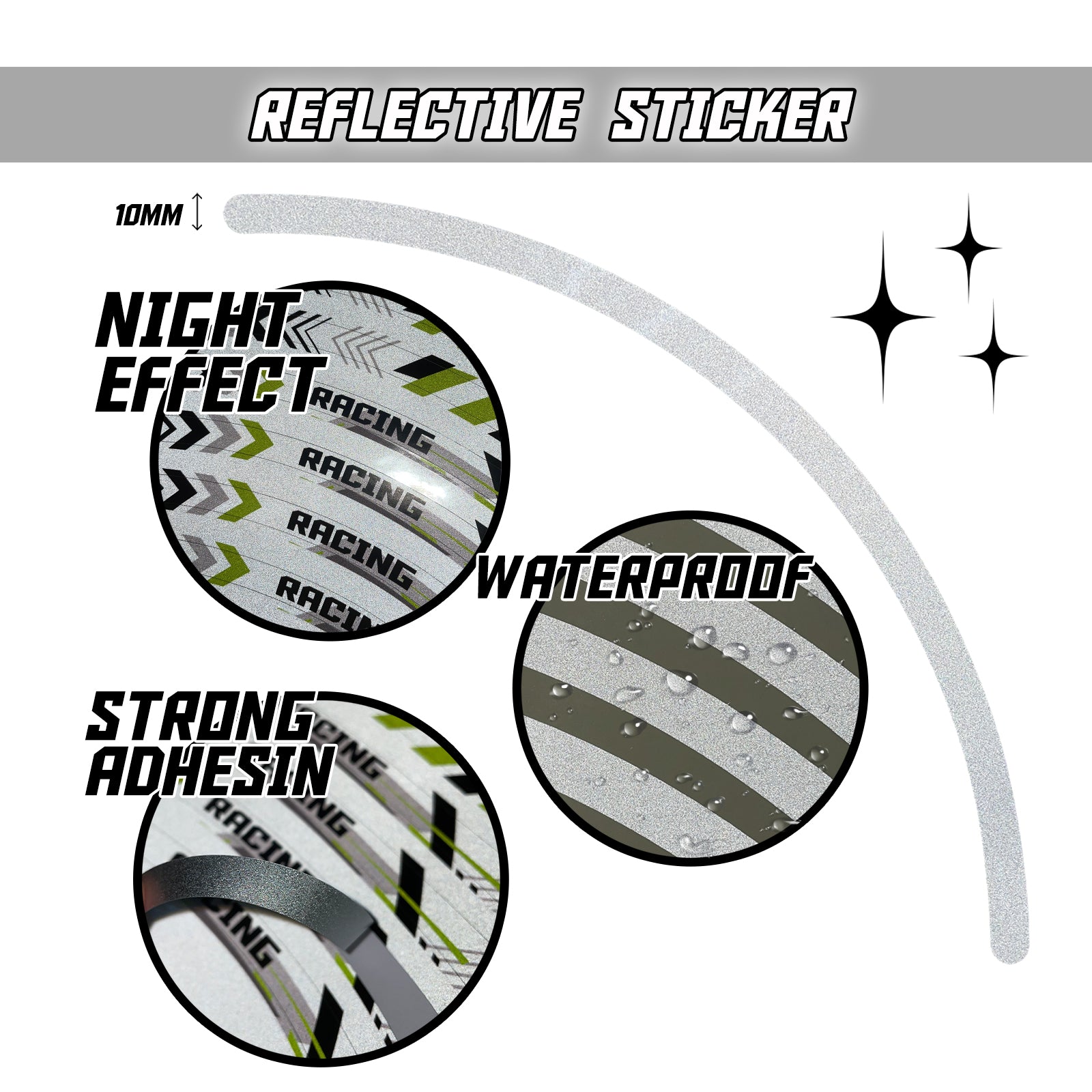 Retroreflective Stripes Rim Skin Sticker Set | MC Motoparts