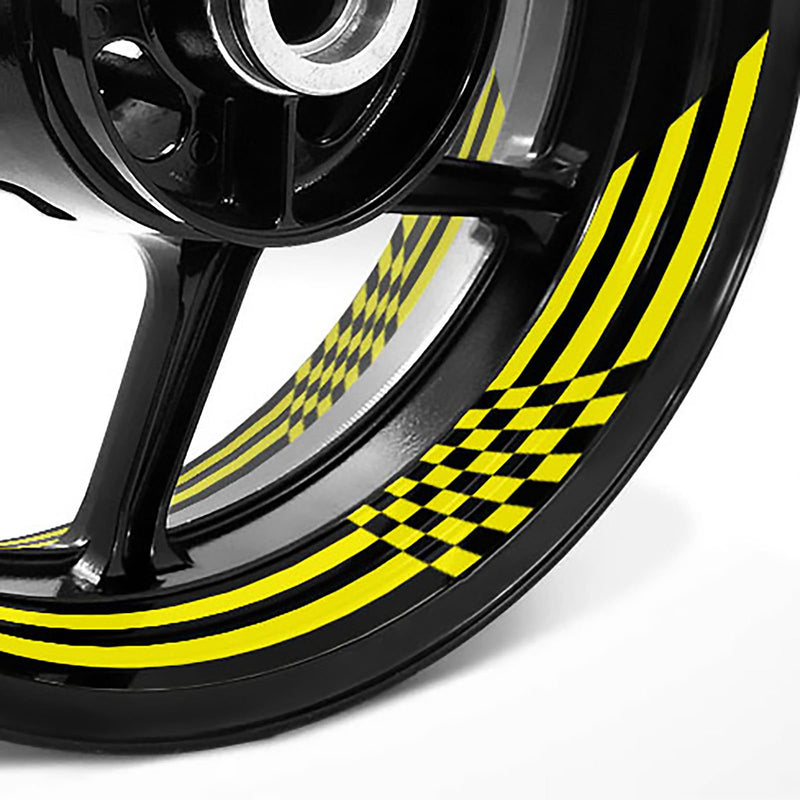 Racing Check Pattern Inner Rim Decal Sticker Tape For 17'' Black Rim - MC Motoparts