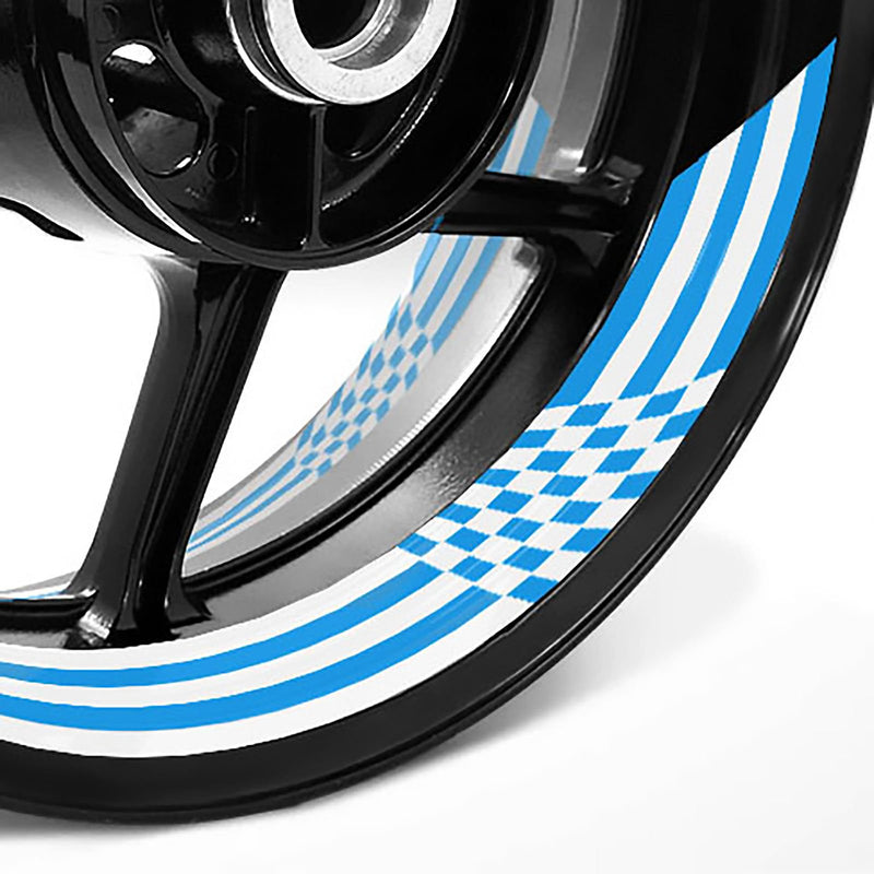 Racing Check Pattern Inner Rim Decal Sticker Tape For 17'' White Rim - MC Motoparts